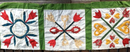 three block folk applique fragment